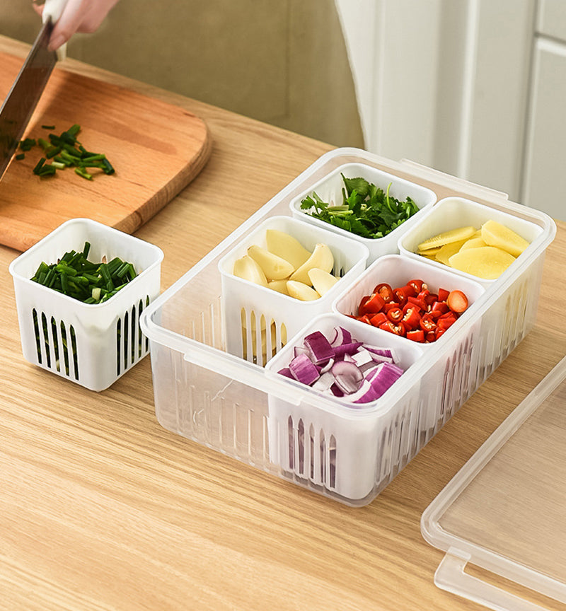 Boite de rangement frigo - Hermétique Avec compartiments et égouttoirs