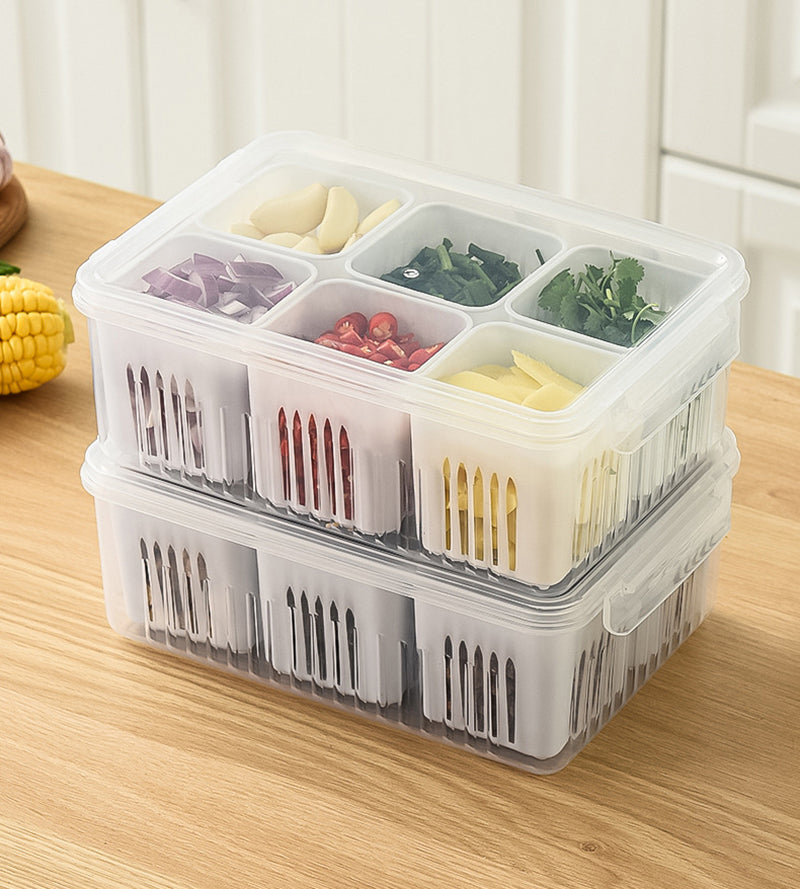 Boite de rangement frigo - Hermétique Avec compartiments et égouttoirs