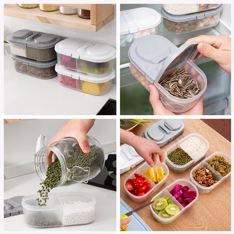 Boites de rangement frigo - 2 compartiments avec couvercle