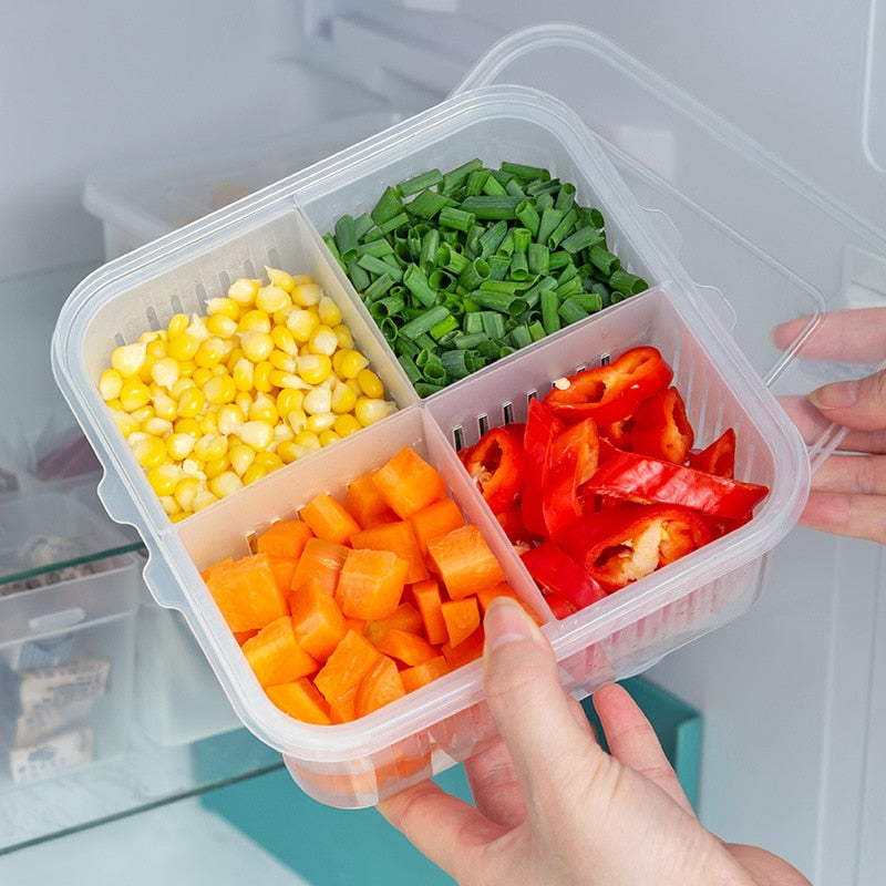 Boite de rangement frigo - Hermétique Avec compartiments et égouttoirs
