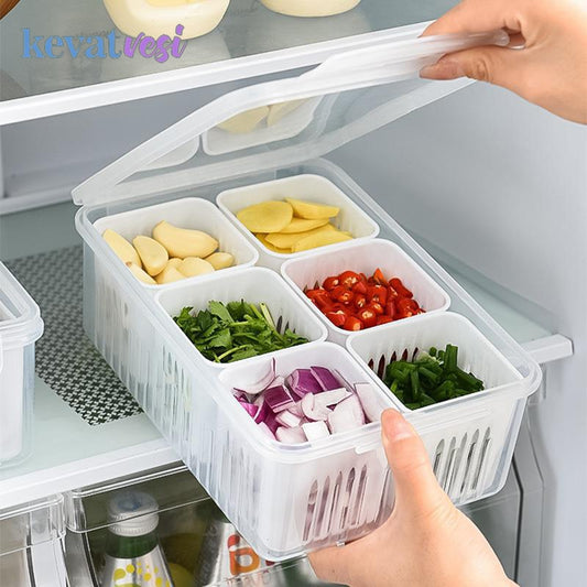 Boite de rangement frigo - Hermétique Avec compartiments et égouttoirs