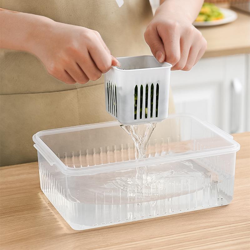 Boite de rangement frigo - Hermétique Avec compartiments et égouttoirs
