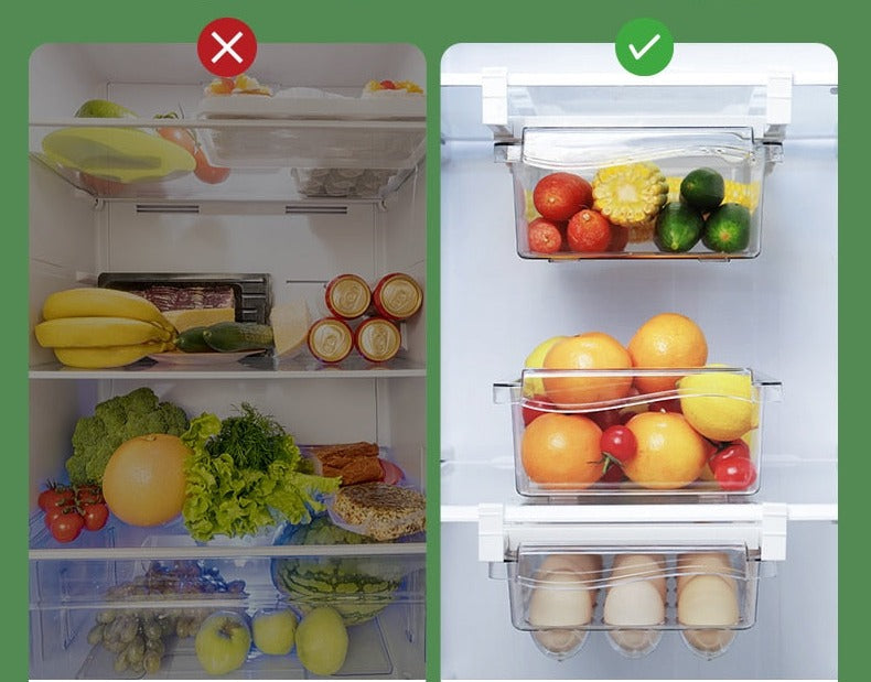 Boite de rangement frigo - suspendue et coulissante.