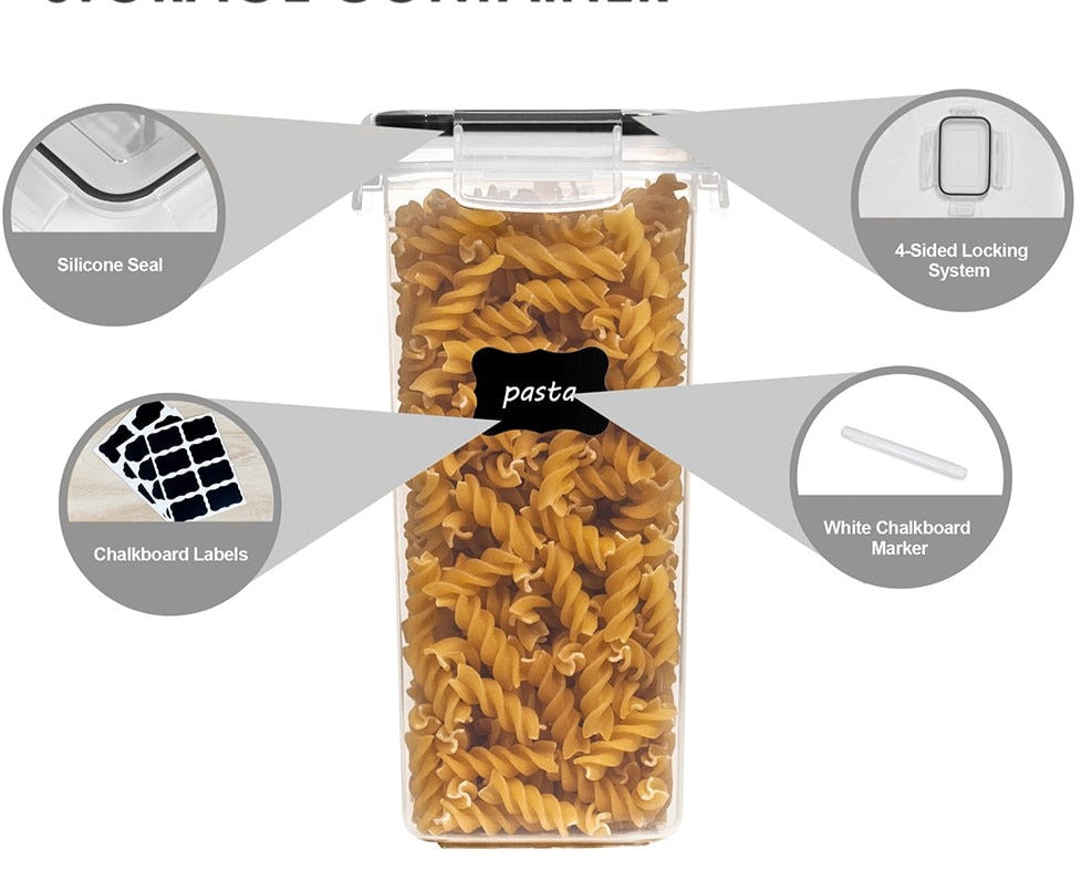 7 boîtes de rangement plastique - Couvercle hermétique pour céréales